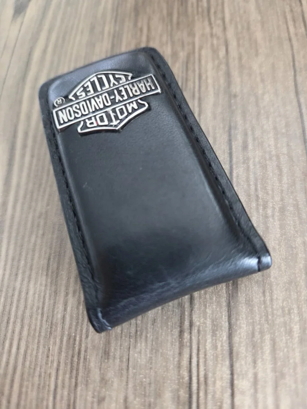 Harley Davidson Black Leather Magnetic Money Clip